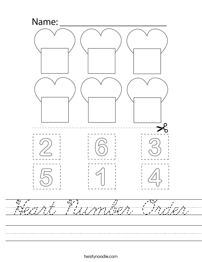 Heart Number Order Worksheet