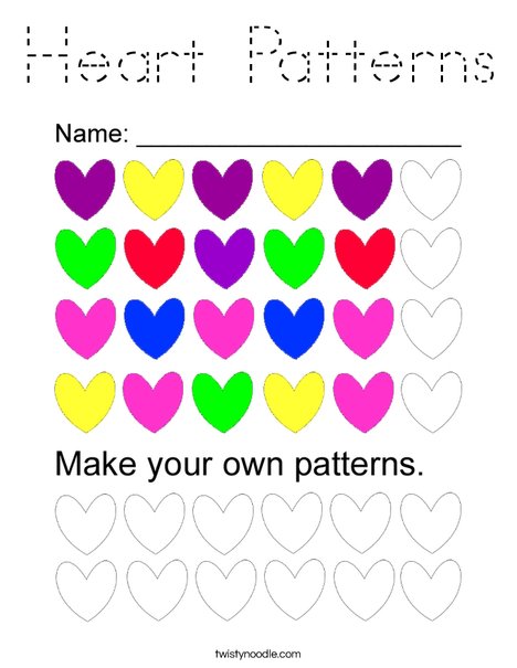 Heart Patterns Coloring Page