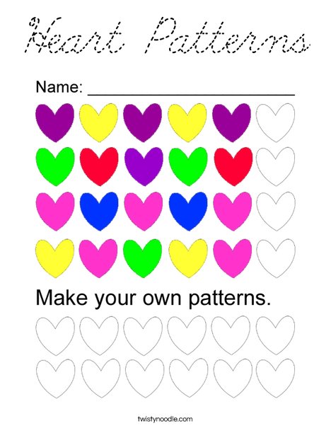 Heart Patterns Coloring Page