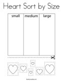 Heart Sort by Size Coloring Page
