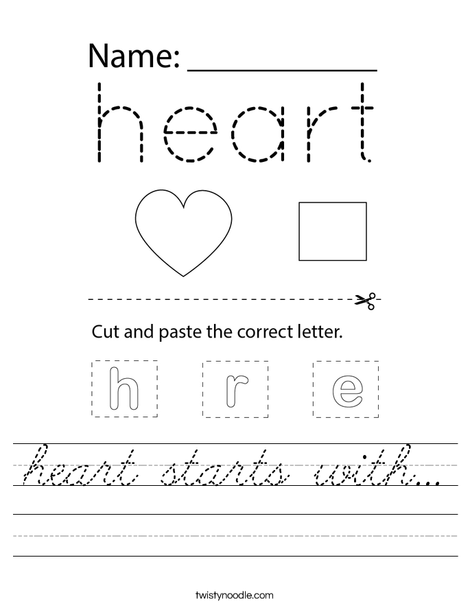 heart starts with... Worksheet