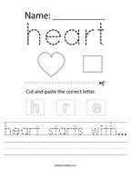 heart starts with Handwriting Sheet