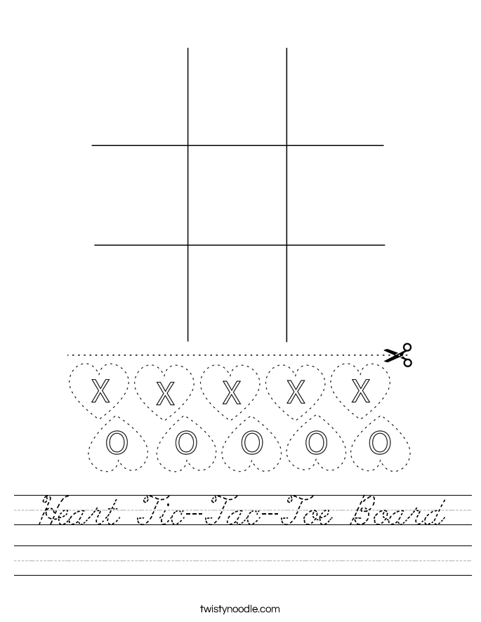 Heart Tic-Tac-Toe Board Worksheet