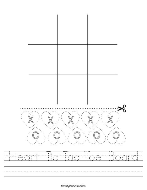 Heart Tic-Tac-Toe Board Worksheet