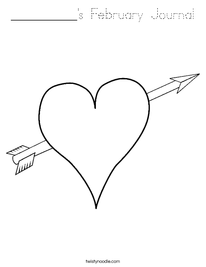 __________'s February Journal Coloring Page