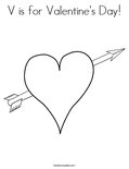 V is for Valentine's Day! Coloring Page