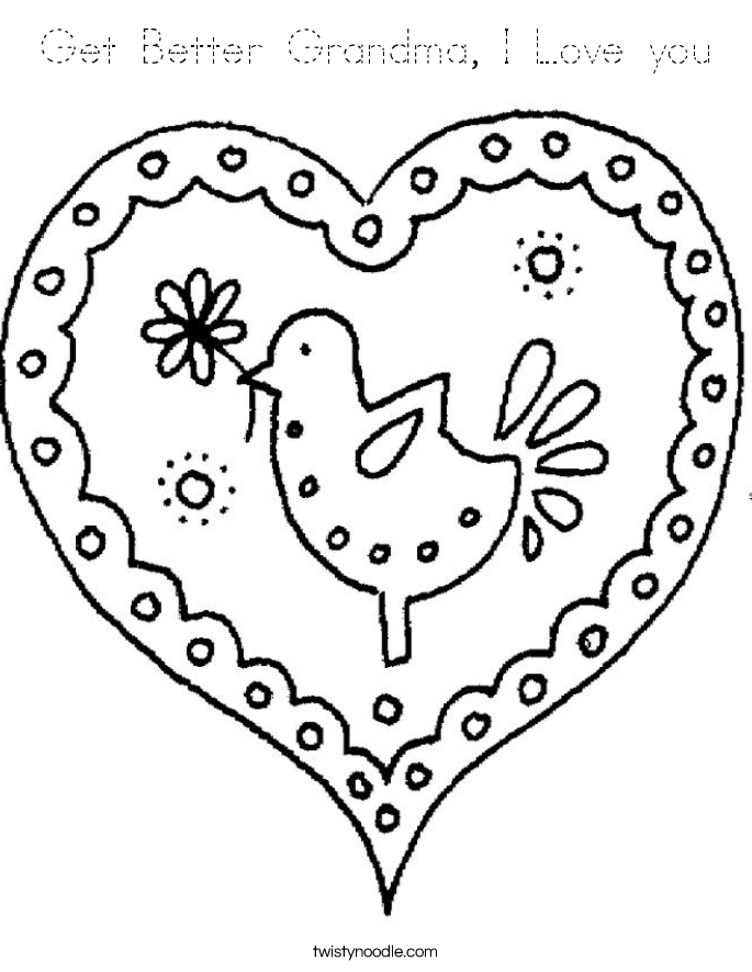 Get Better Grandma, I Love you Coloring Page