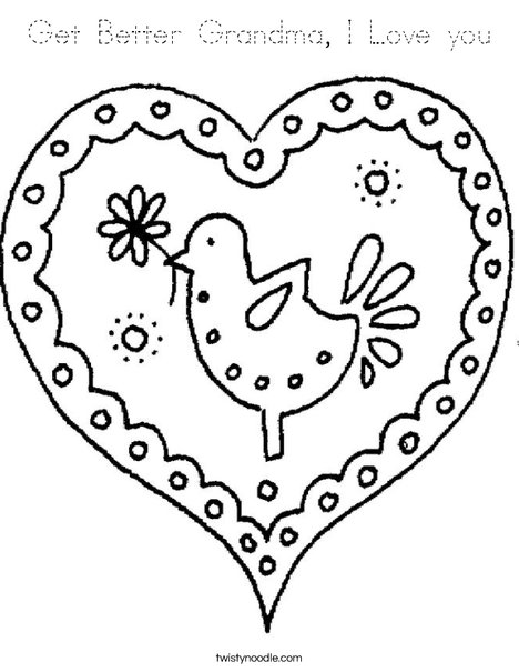 Heart with Bird Coloring Page
