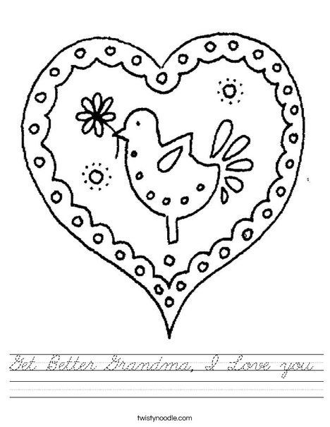 Heart with Bird Worksheet