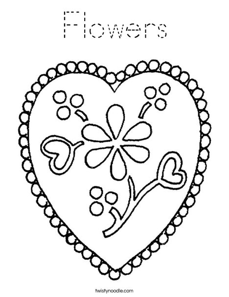 Heart with Flowers Coloring Page