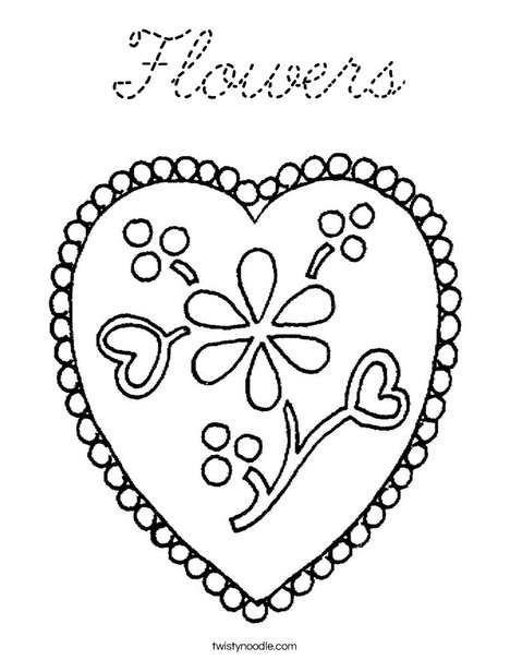 Heart with Flowers Coloring Page