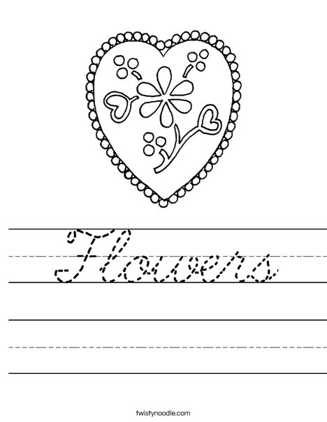 Heart with Flowers Worksheet