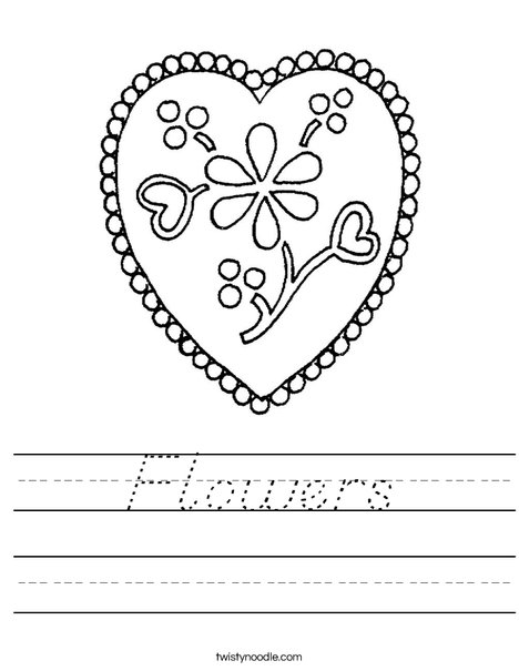 Heart with Flowers Worksheet