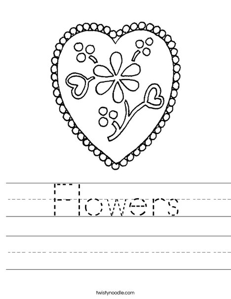 Heart with Flowers Worksheet