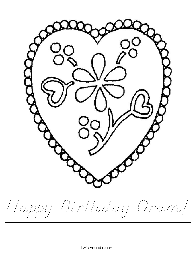 Happy Birthday Gram! Worksheet
