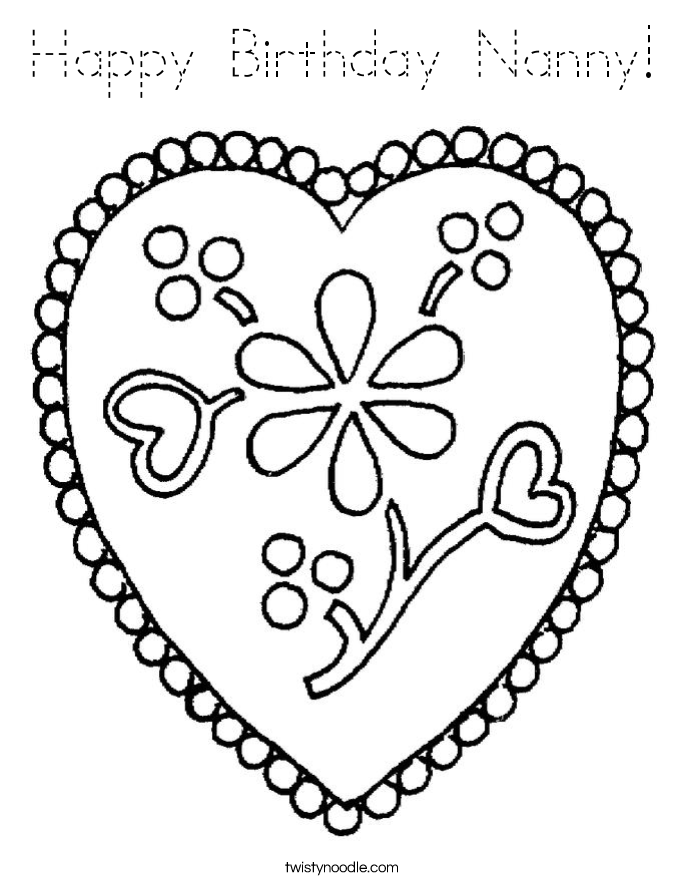 Happy Birthday Nanny! Coloring Page