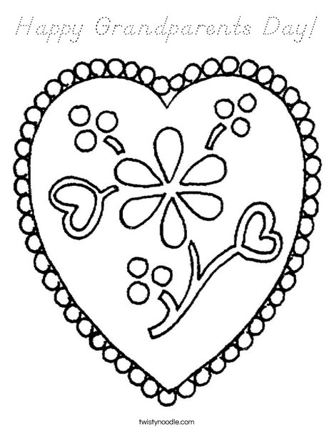 Heart with Flowers Coloring Page