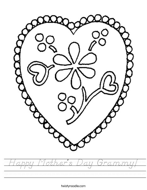 Heart with Flowers Worksheet