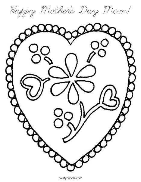 Heart with Flowers Coloring Page
