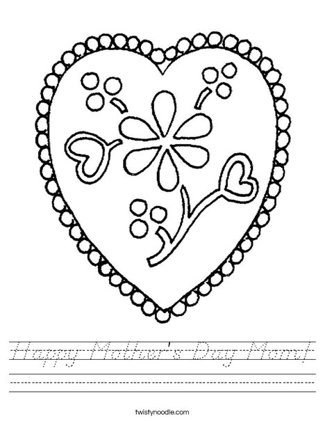 Heart with Flowers Worksheet