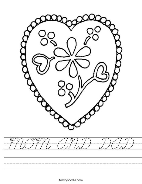 Heart with Flowers Worksheet