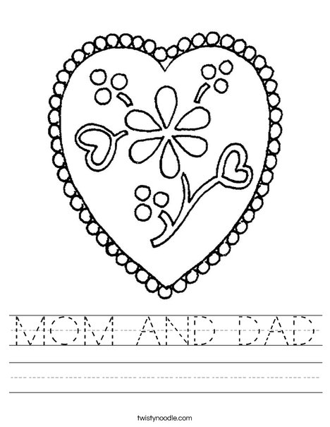 Heart with Flowers Worksheet