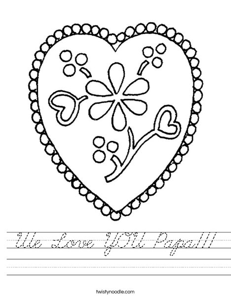 Heart with Flowers Worksheet