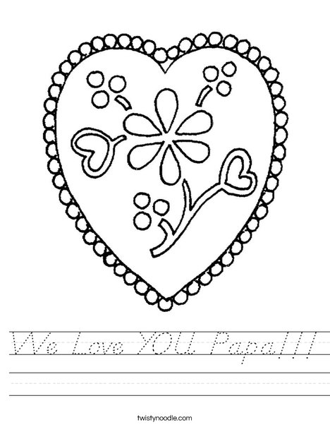 Heart with Flowers Worksheet