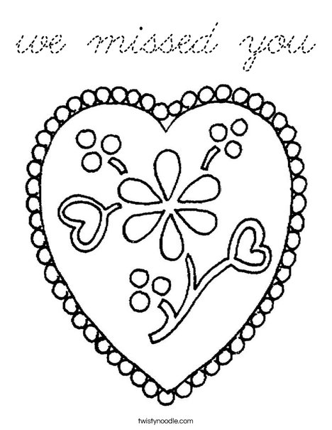 Heart with Flowers Coloring Page