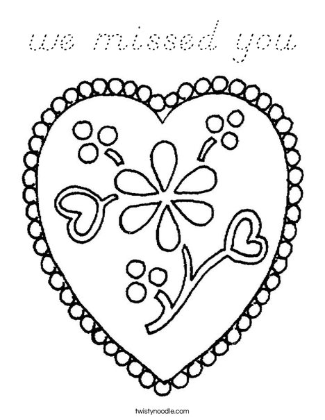 Heart with Flowers Coloring Page