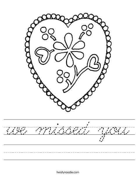 Heart with Flowers Worksheet