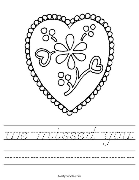 Heart with Flowers Worksheet