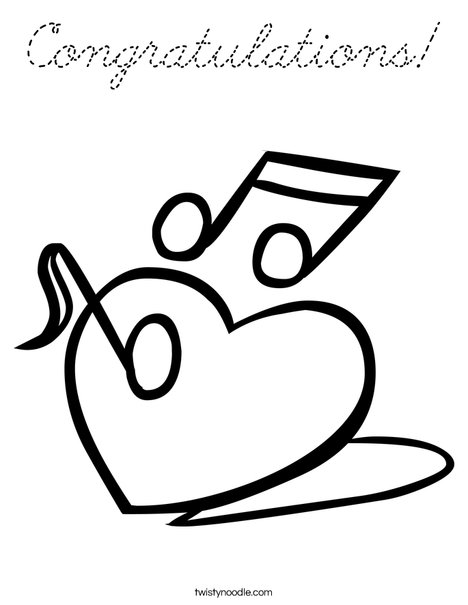 Heart with Notes Coloring Page