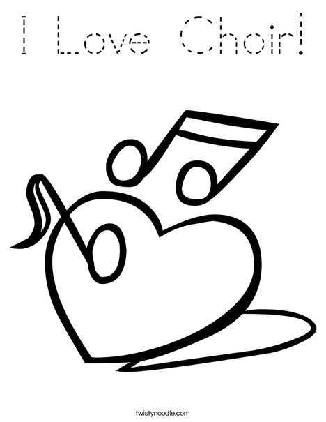 Heart with Notes Coloring Page