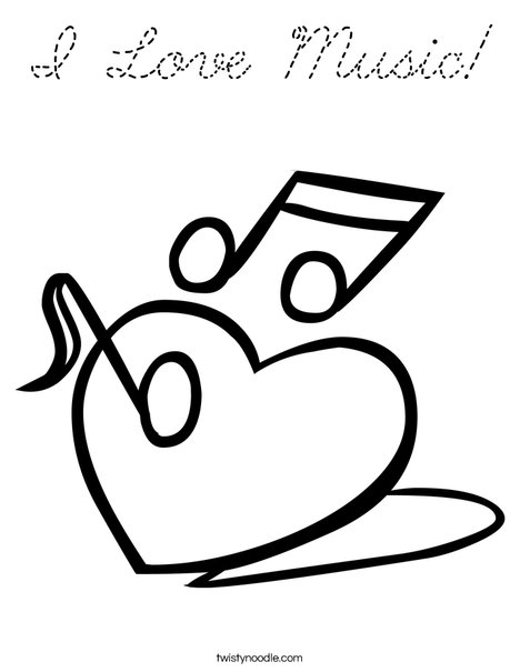 Heart with Notes Coloring Page