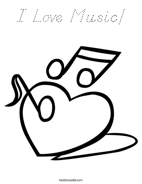Heart with Notes Coloring Page