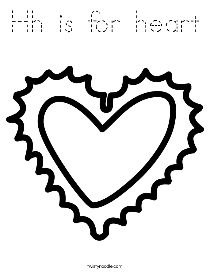 Hh is for heart Coloring Page