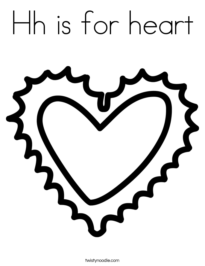 Hh is for heart Coloring Page
