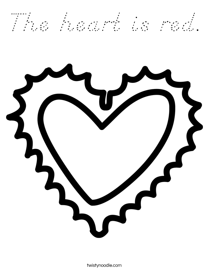 The heart is red. Coloring Page