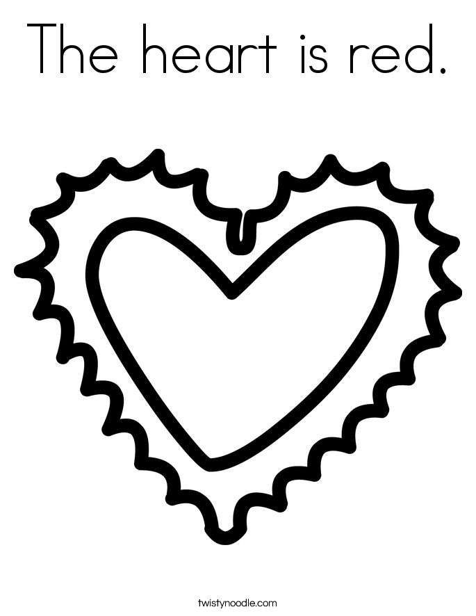 The heart is red. Coloring Page