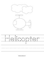 Helicopter Handwriting Sheet