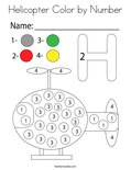 Helicopter Color by Number Coloring Page