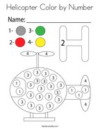 Helicopter Color by Number Coloring Page