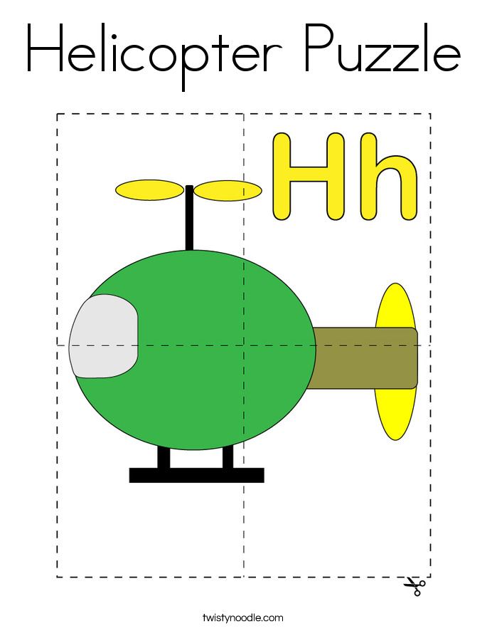Helicopter Puzzle Coloring Page