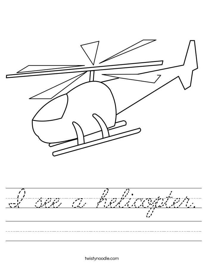 I see a helicopter. Worksheet