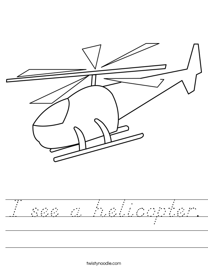 I see a helicopter. Worksheet