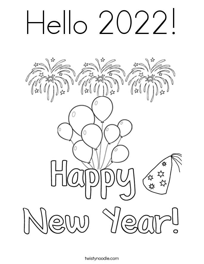 Hello 2022! Coloring Page