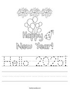 Hello 2025 Handwriting Sheet