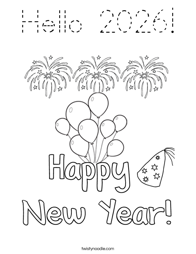 Hello 2026! Coloring Page
