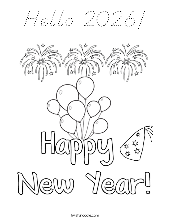Hello 2026! Coloring Page